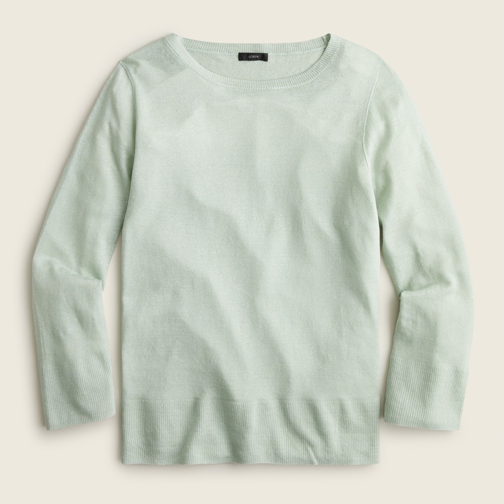 NWT J. Crew Relaxed-fit linen crewneck sweater in🏝️ coastal green🏝️, sz Small